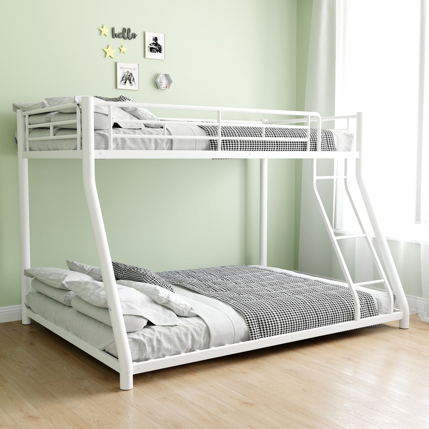 Bunk Bed Frame With Ladder And Guardrail, Heavy Duty Noise Free Design Metal Construction - The Sleep Loft - Online Mattress Showroom NYC