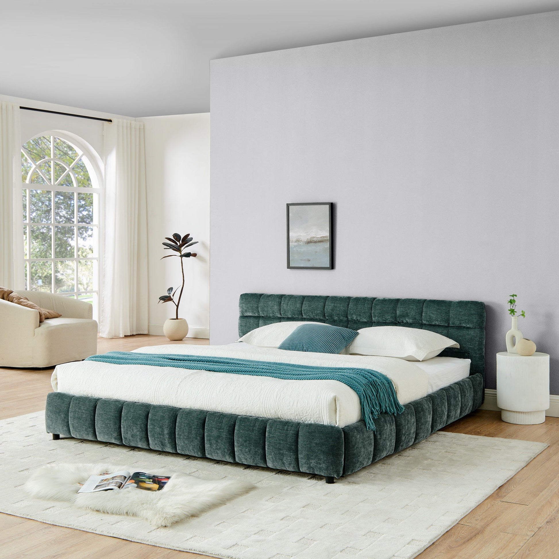 Modern Platform Bed Frame With Thick Fabric - The Sleep Loft - Online Mattress Showroom NYC