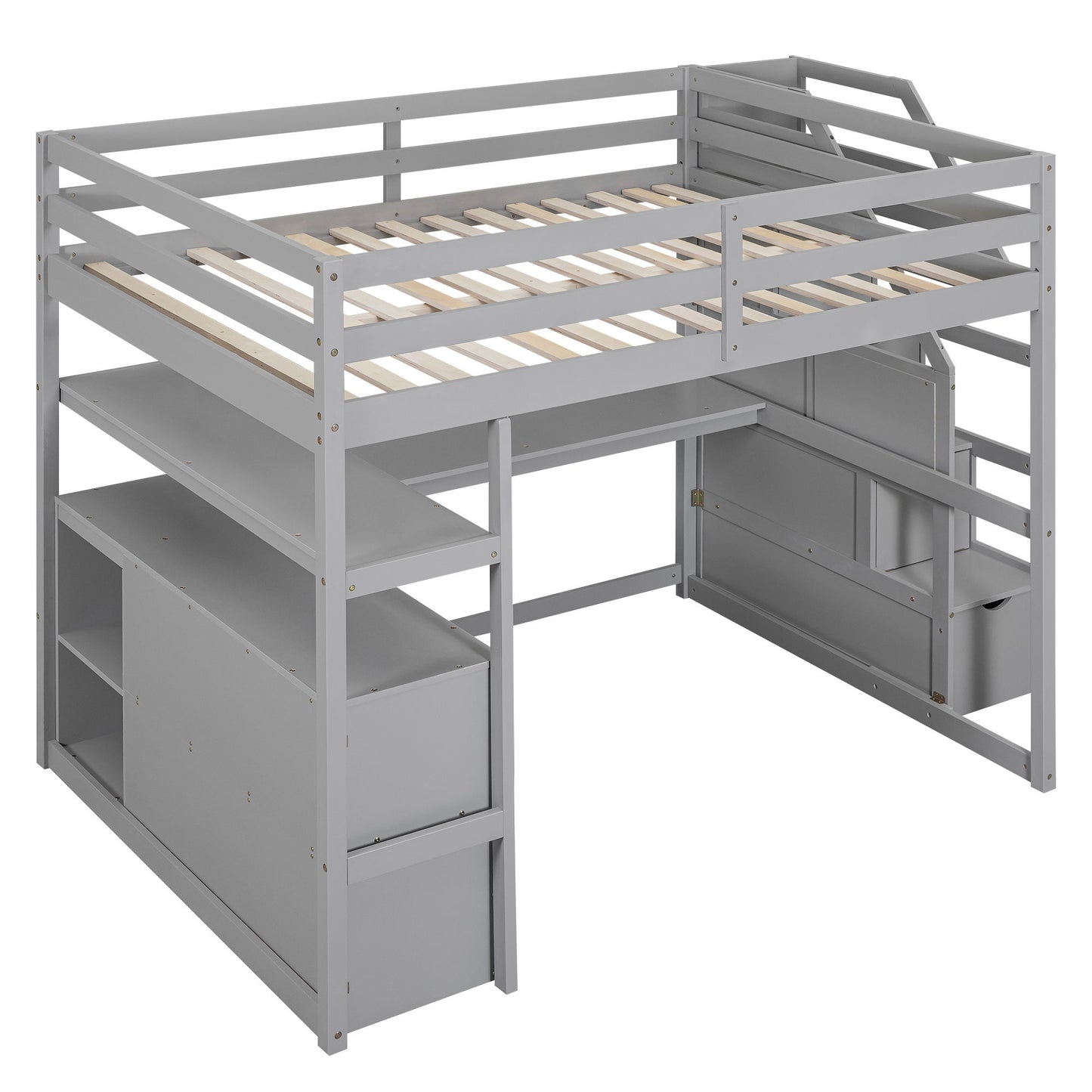 Loft Bed With Desk, Shelves, 2 Drawers, Storage Staircase - The Sleep Loft - Online Mattress Showroom NYC