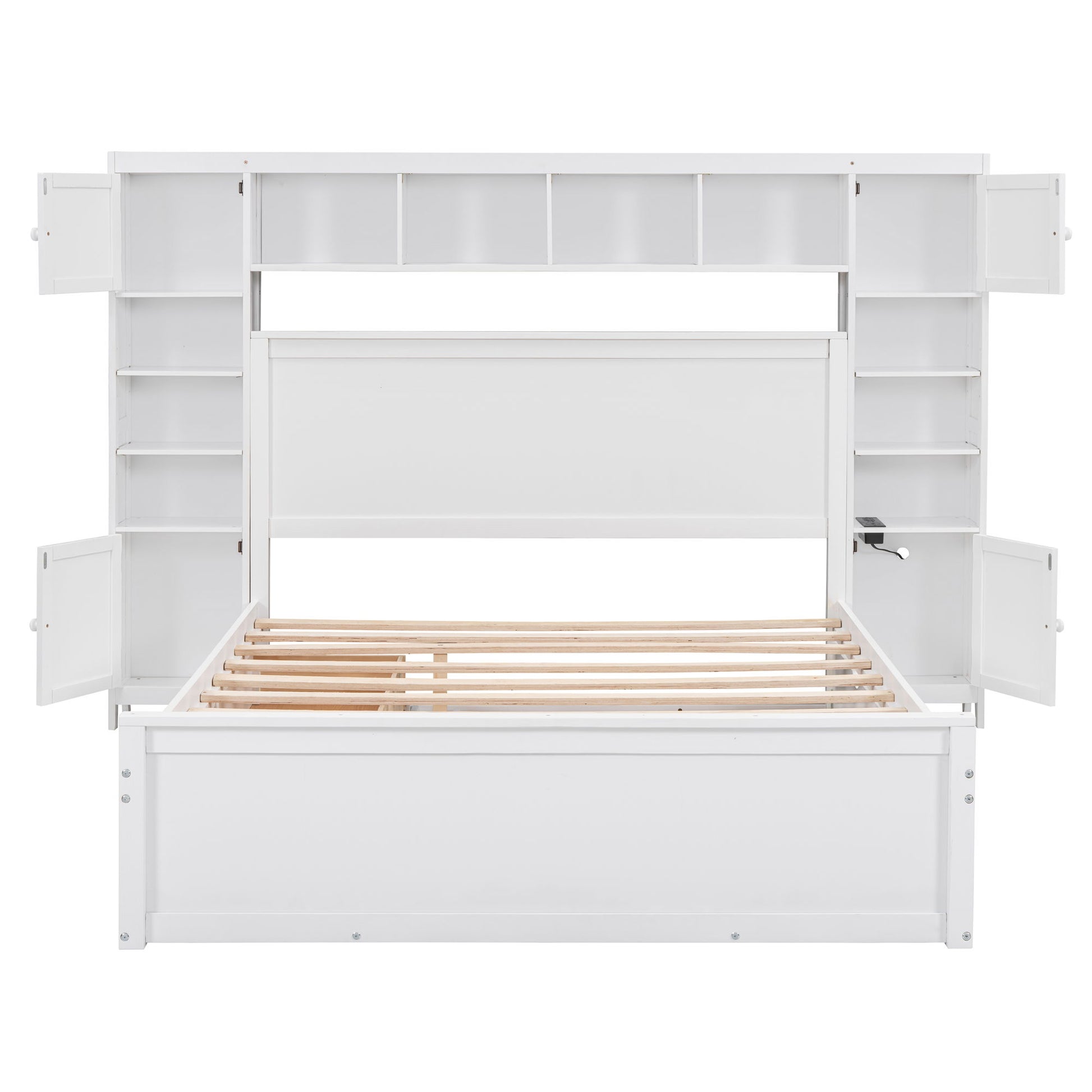 Bed With All In One Cabinet, Shelf And Sockets, Twin Long Trundle - The Sleep Loft - Online Mattress Showroom NYC