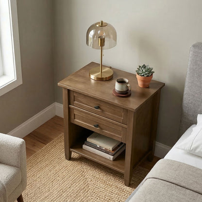 Warm Shaker - Bedside Table With 2 Drawers - Brown - The Sleep Loft - Online Mattress Showroom NYC