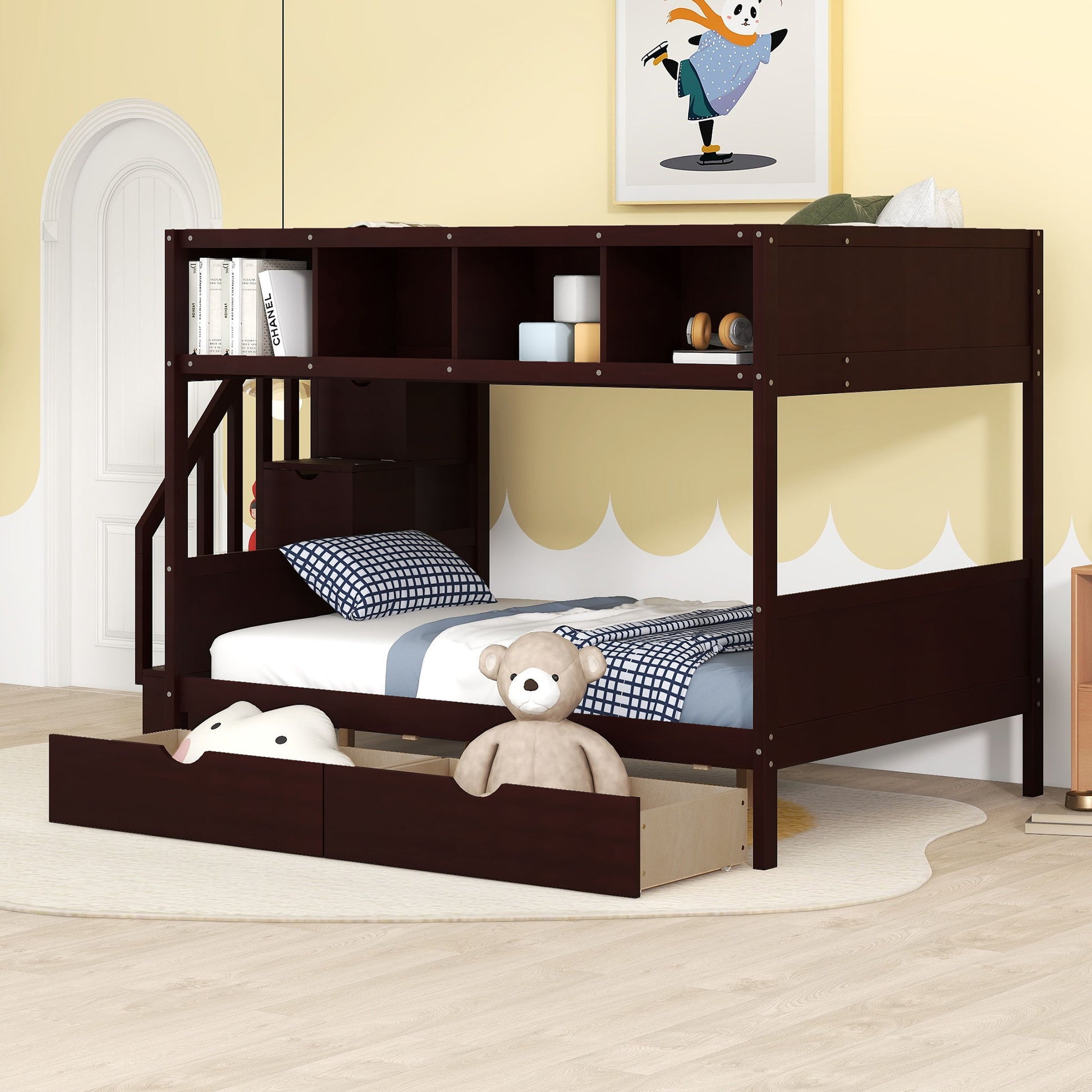 Bunk Bed With Shelfs, Storage Staircase And 2 Drawers - The Sleep Loft - Online Mattress Showroom NYC