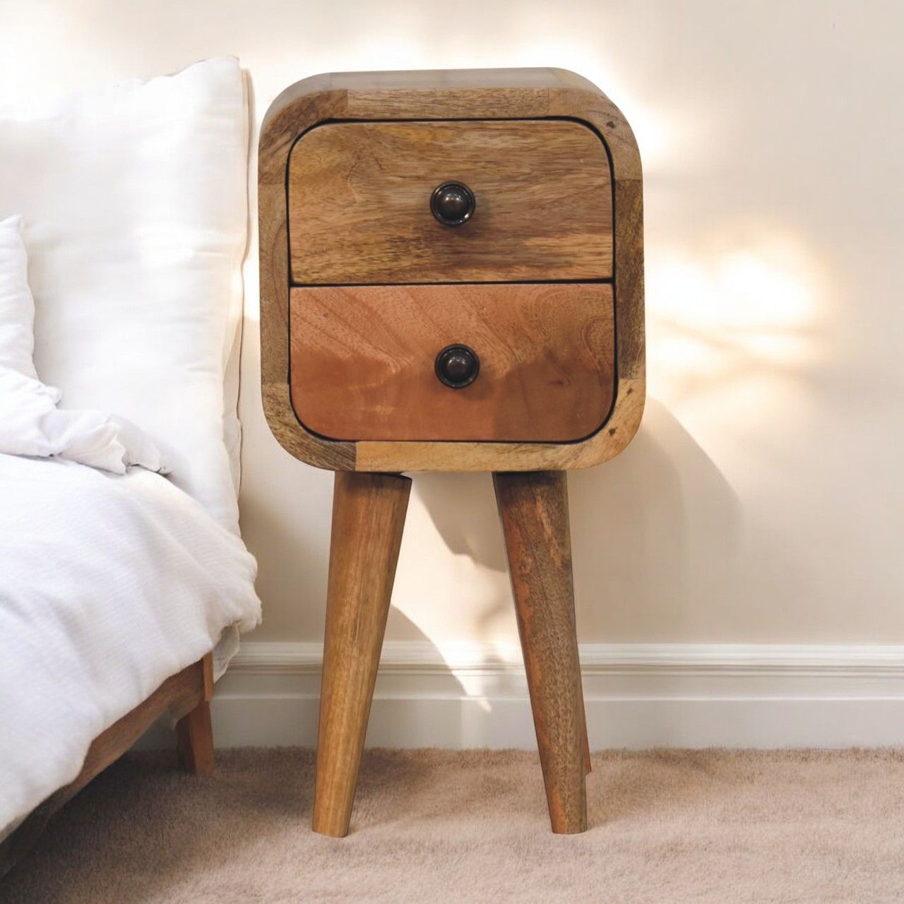 Curved Nightstand, - The Sleep Loft - Online Mattress Showroom NYC