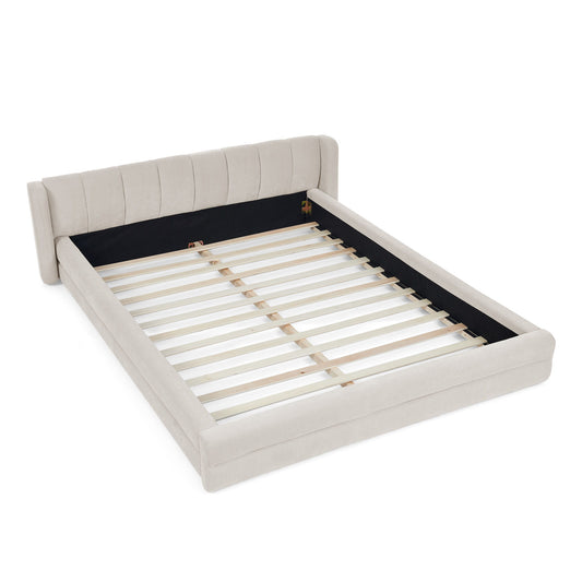 Modern Upholstered Bed Frame With Thick Chenille Fabric And Headboard - The Sleep Loft - Online Mattress Showroom NYC