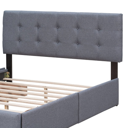 Upholstered Platform Bed With Classic Headboard And Drawers, No Box Spring Needed - The Sleep Loft - Online Mattress Showroom NYC