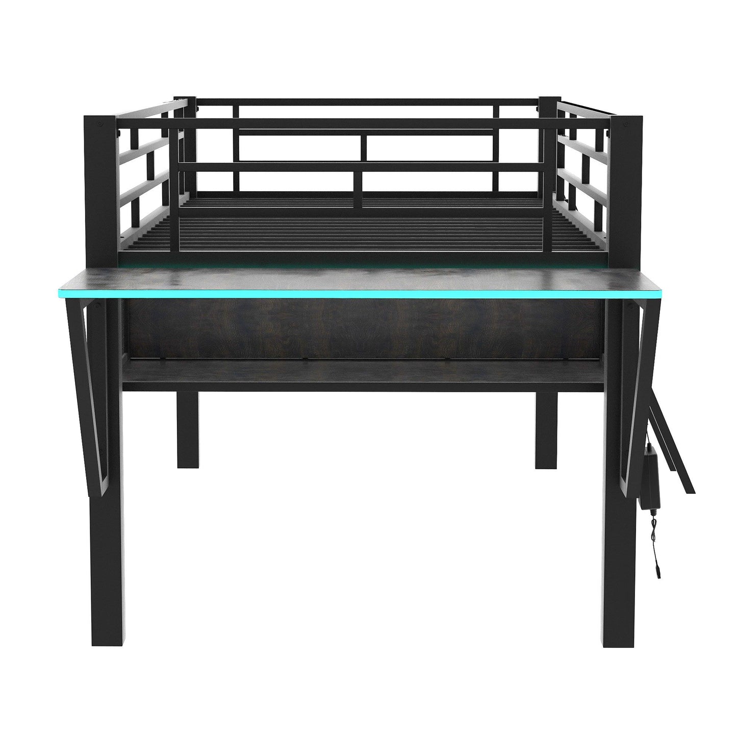 Modern Gaming Mid Loft Bed With Desk And LED Lights - The Sleep Loft - Online Mattress Showroom NYC