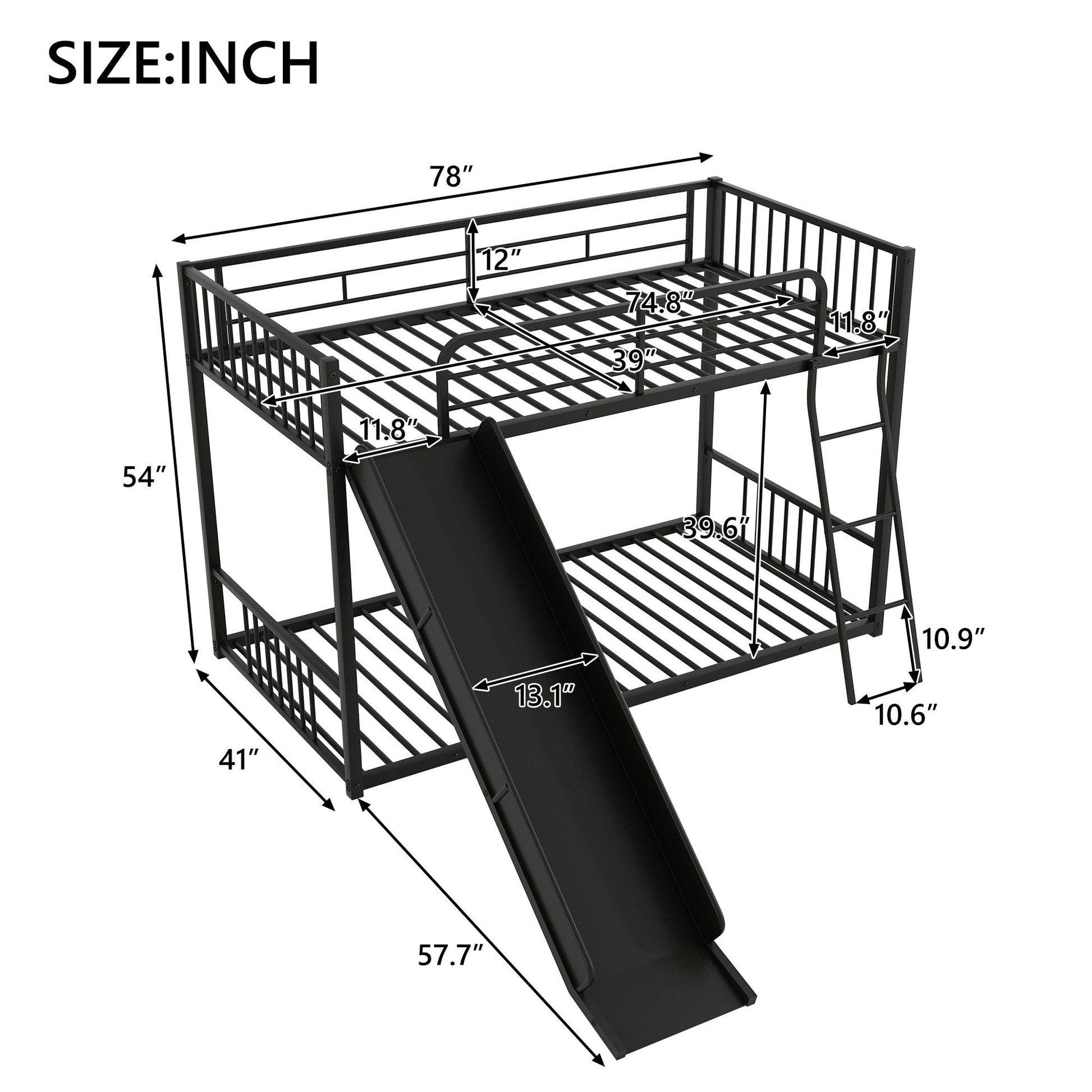 Metal Bunk Bed With Slide, Durable Steel Frame - The Sleep Loft - Online Mattress Showroom NYC