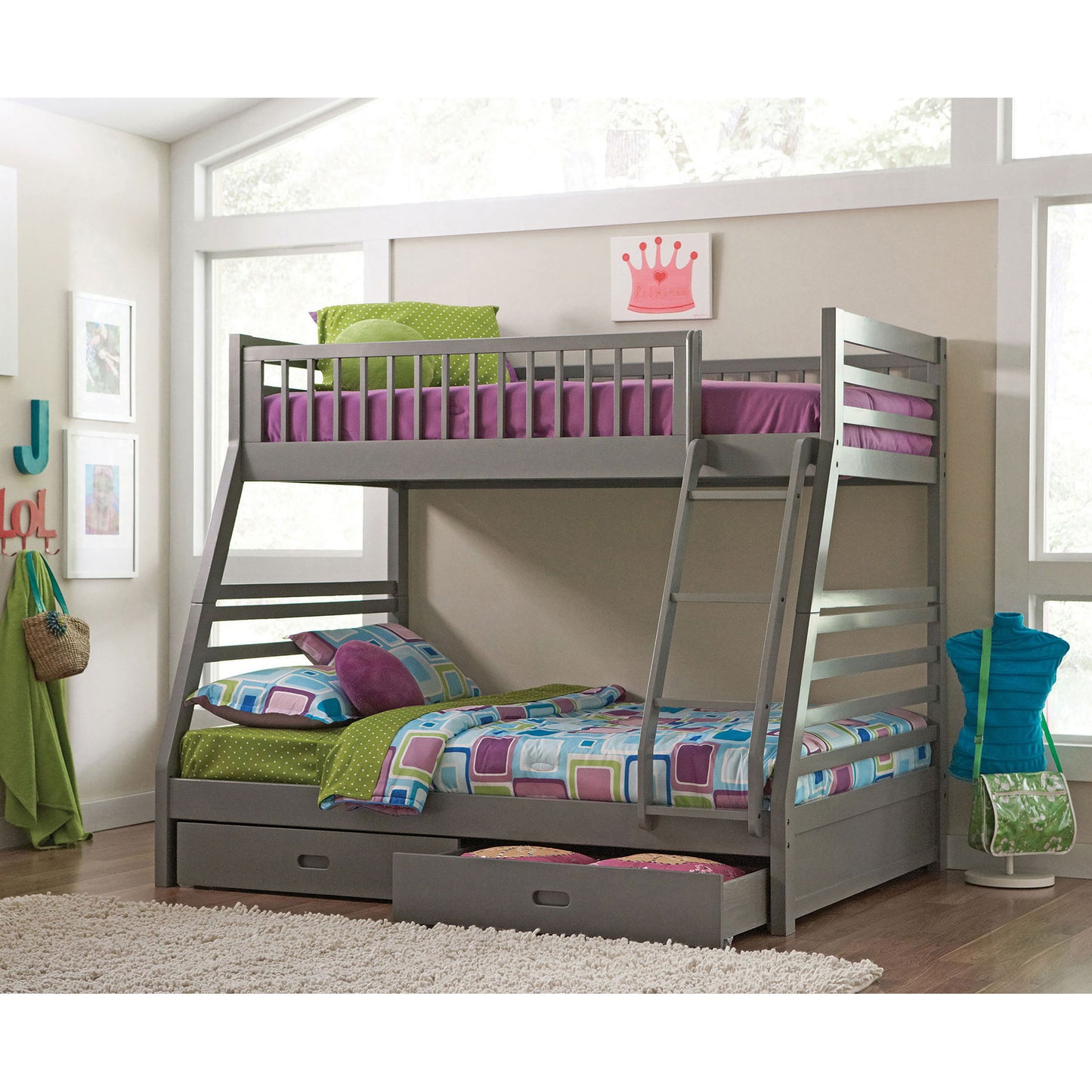 Keira - 2 Drawer Twin Over Full Bunk Bed - Gray - The Sleep Loft - Online Mattress Showroom NYC