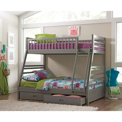 Keira - 2 Drawer Twin Over Full Bunk Bed - Gray - The Sleep Loft - Online Mattress Showroom NYC