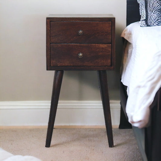 Mini 2 Drawer Nightstand - Walnut - The Sleep Loft - Online Mattress Showroom NYC