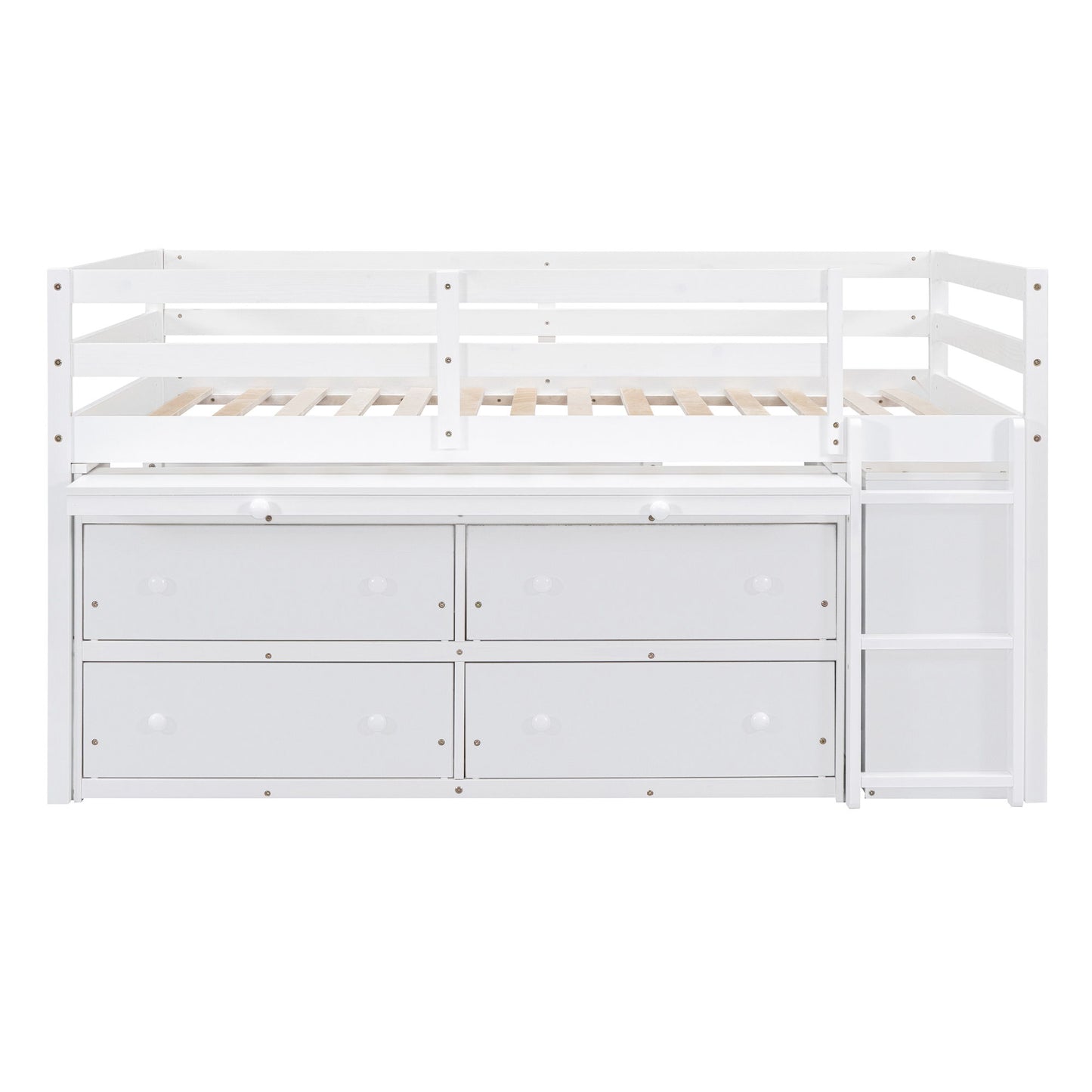 Loft Bed With Retractable Writing Desk And 4 Drawers, With Lateral Portable Desk And Shelves - The Sleep Loft - Online Mattress Showroom NYC