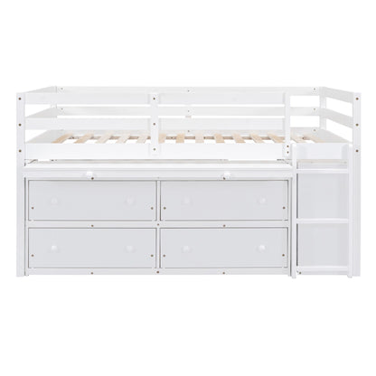Loft Bed With Retractable Writing Desk And 4 Drawers, With Lateral Portable Desk And Shelves - The Sleep Loft - Online Mattress Showroom NYC
