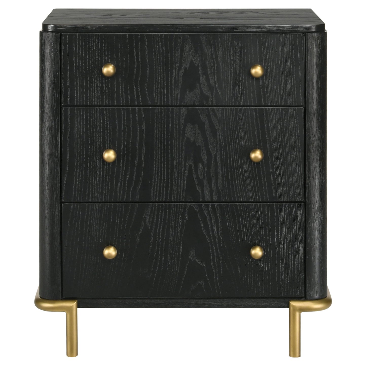 Anser - 3 Drawer Nightstand - Black - The Sleep Loft - Online Mattress Showroom NYC