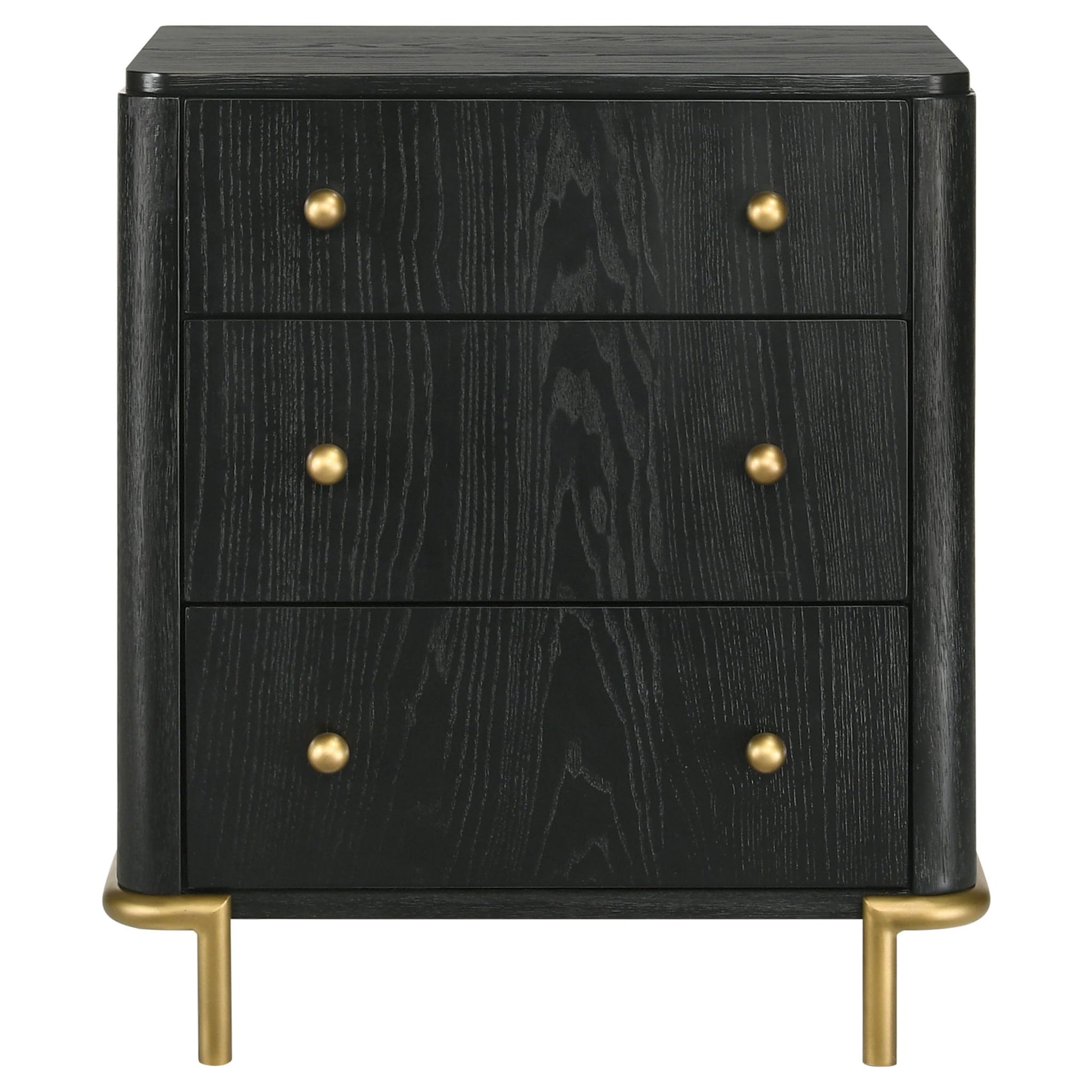 Anser - 3 Drawer Nightstand - Black - The Sleep Loft - Online Mattress Showroom NYC