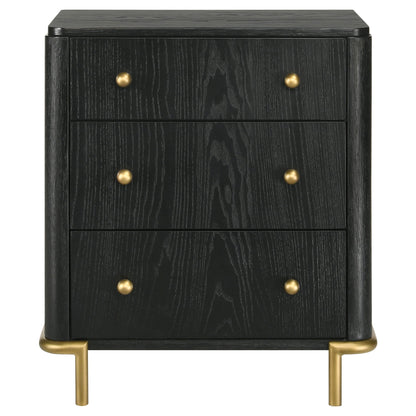 Anser - 3 Drawer Nightstand - Black - The Sleep Loft - Online Mattress Showroom NYC