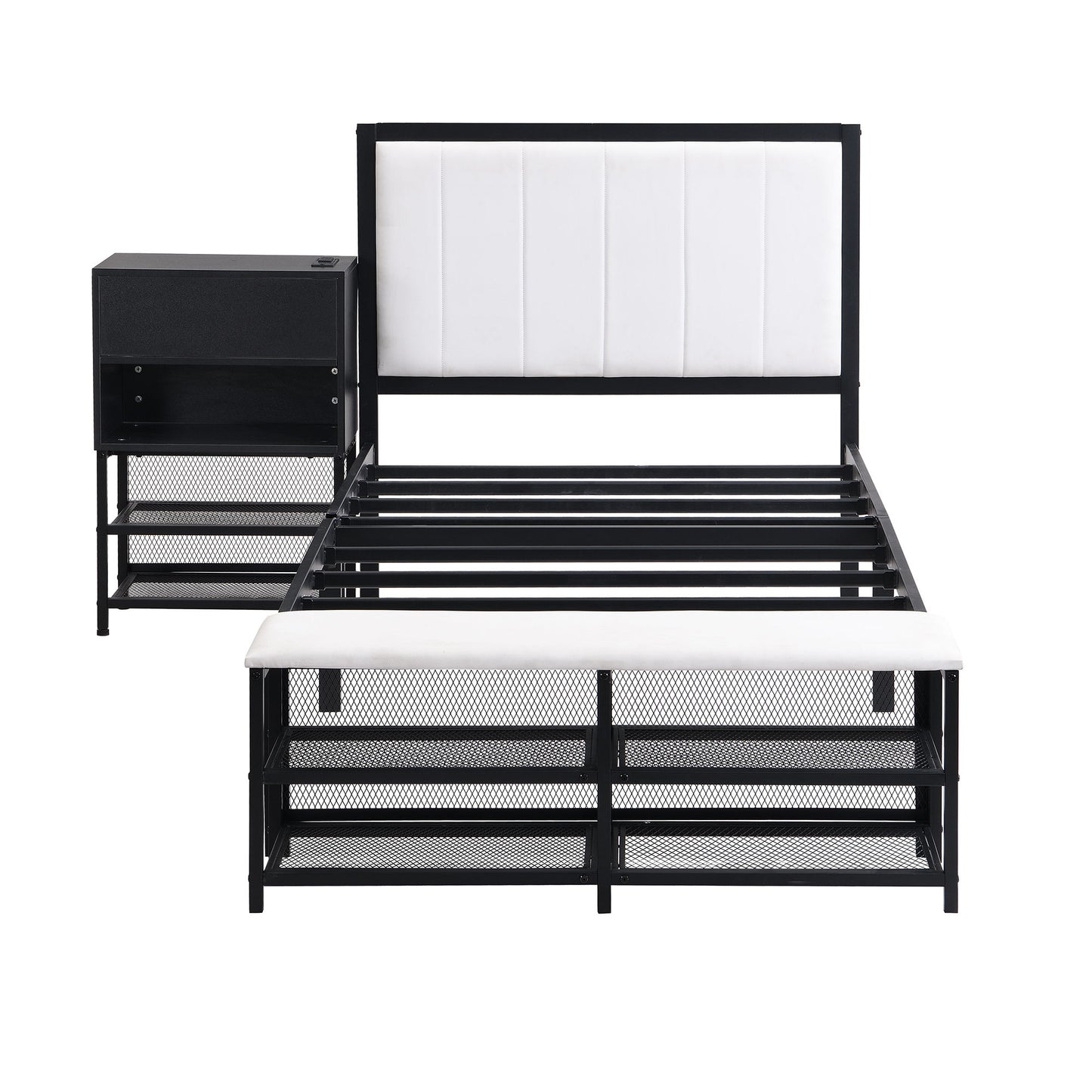 Platform Bed With 2 Tier Storage Shelves, Storage Cabinet - The Sleep Loft - Online Mattress Showroom NYC