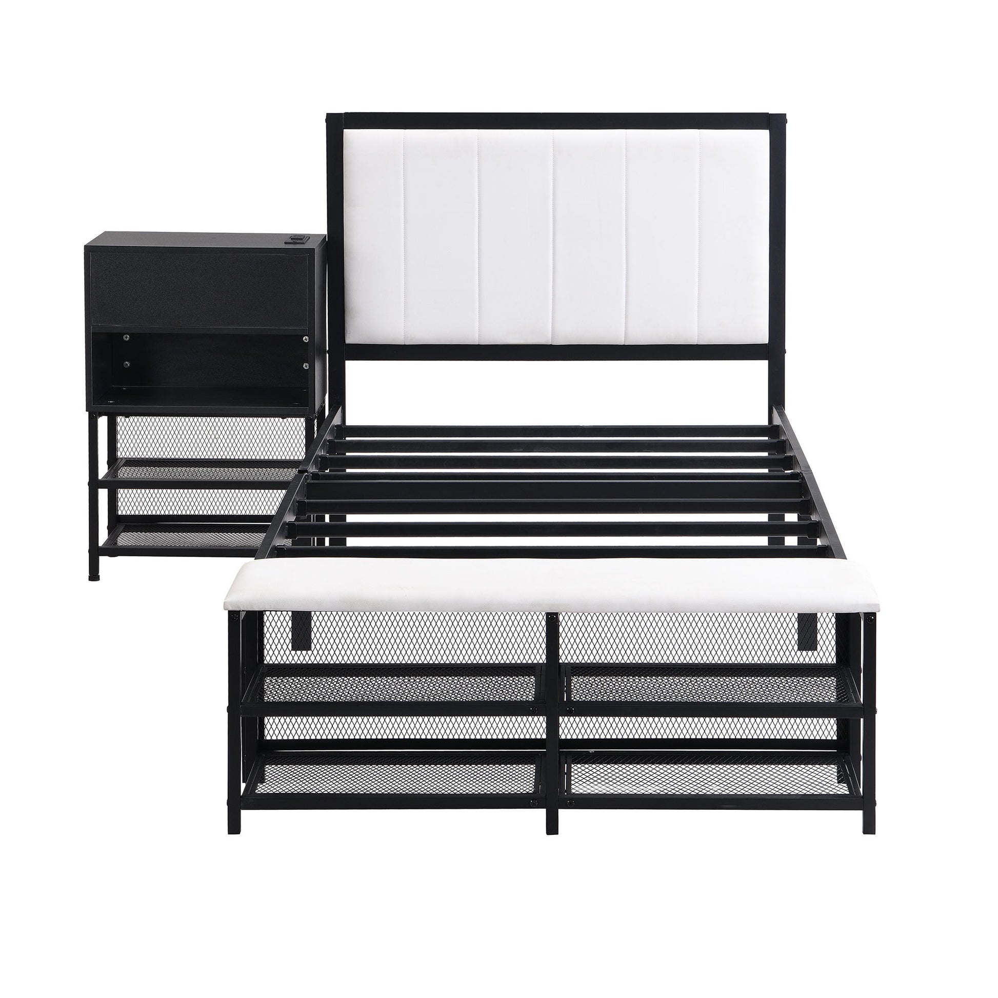 Platform Bed With 2 Tier Storage Shelves, Storage Cabinet - The Sleep Loft - Online Mattress Showroom NYC