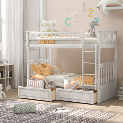 Twin Over Twin Bunk Bed With Drawers, Convertible Beds - The Sleep Loft - Online Mattress Showroom NYC