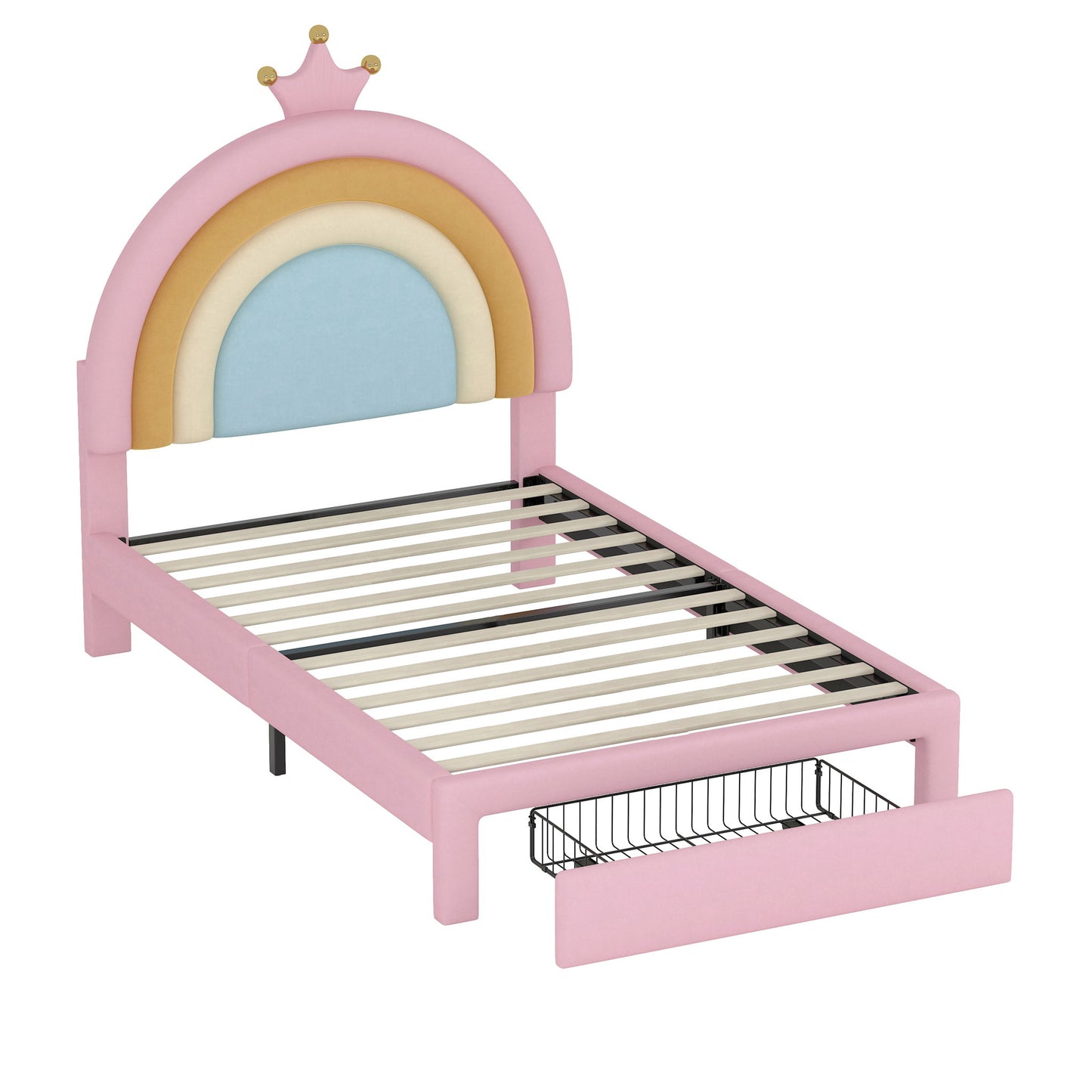 Upholstered Rainbow Design Bed, Princess Platform Bed With Storage Drawer - The Sleep Loft - Online Mattress Showroom NYC