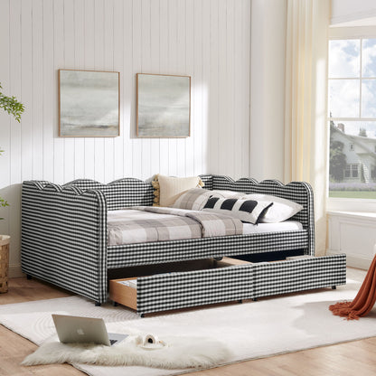 Gingham Daybed With USB Charging Port, Wave-Shaped Design - The Sleep Loft - Online Mattress Showroom NYC