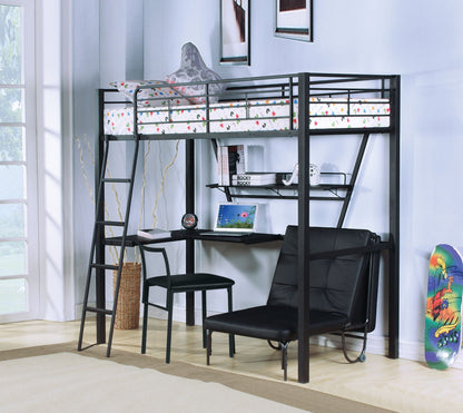 Senon - Twin Loft Bed With Desk - Black / Silver - The Sleep Loft - Online Mattress Showroom NYC