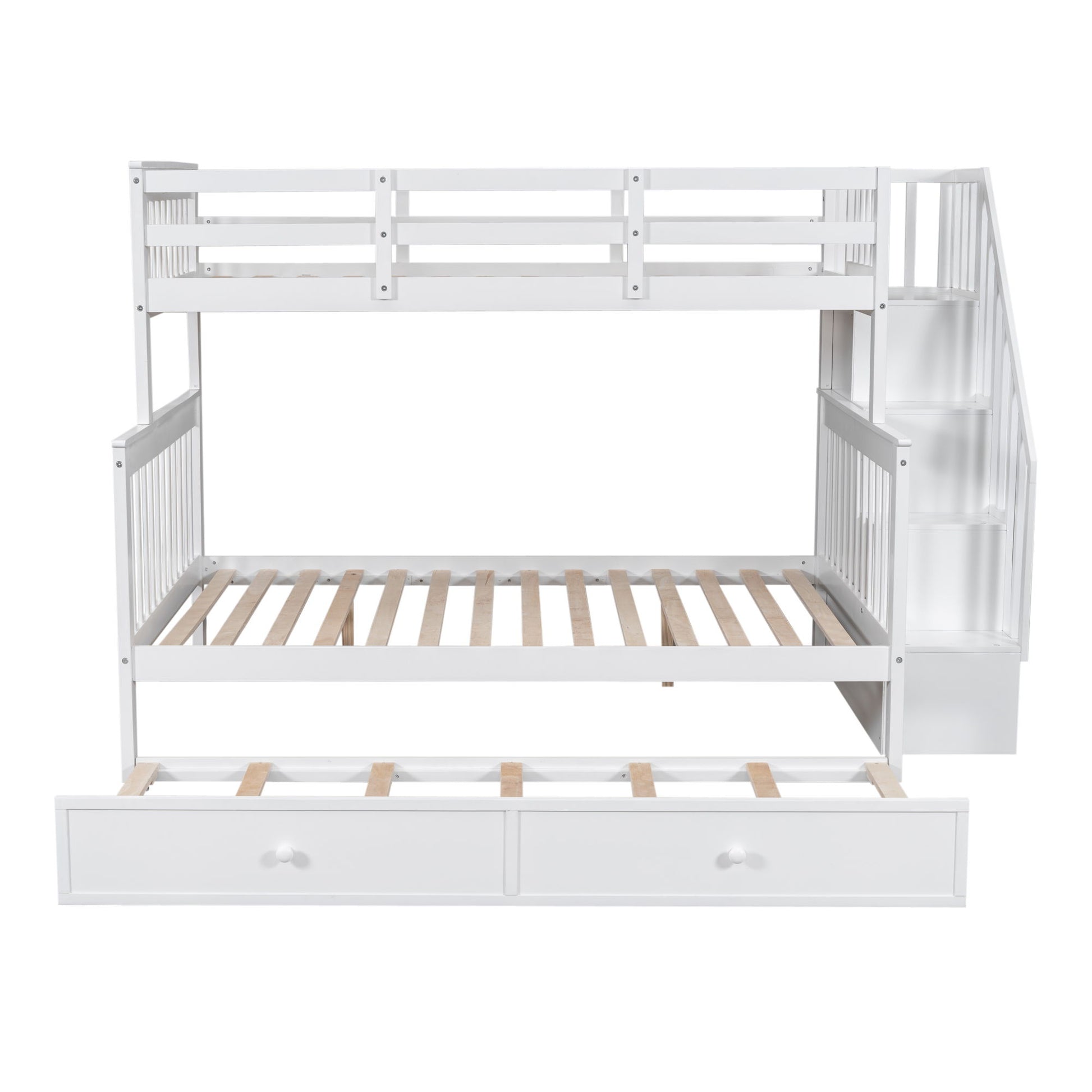 Bunk Bed With Twin Size Trundle, Storage And Guard Rail For Bedroom - The Sleep Loft - Online Mattress Showroom NYC