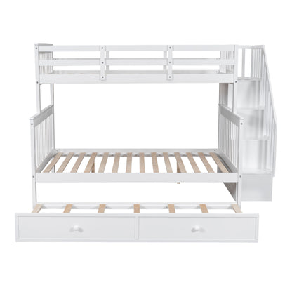 Bunk Bed With Twin Size Trundle, Storage And Guard Rail For Bedroom - The Sleep Loft - Online Mattress Showroom NYC