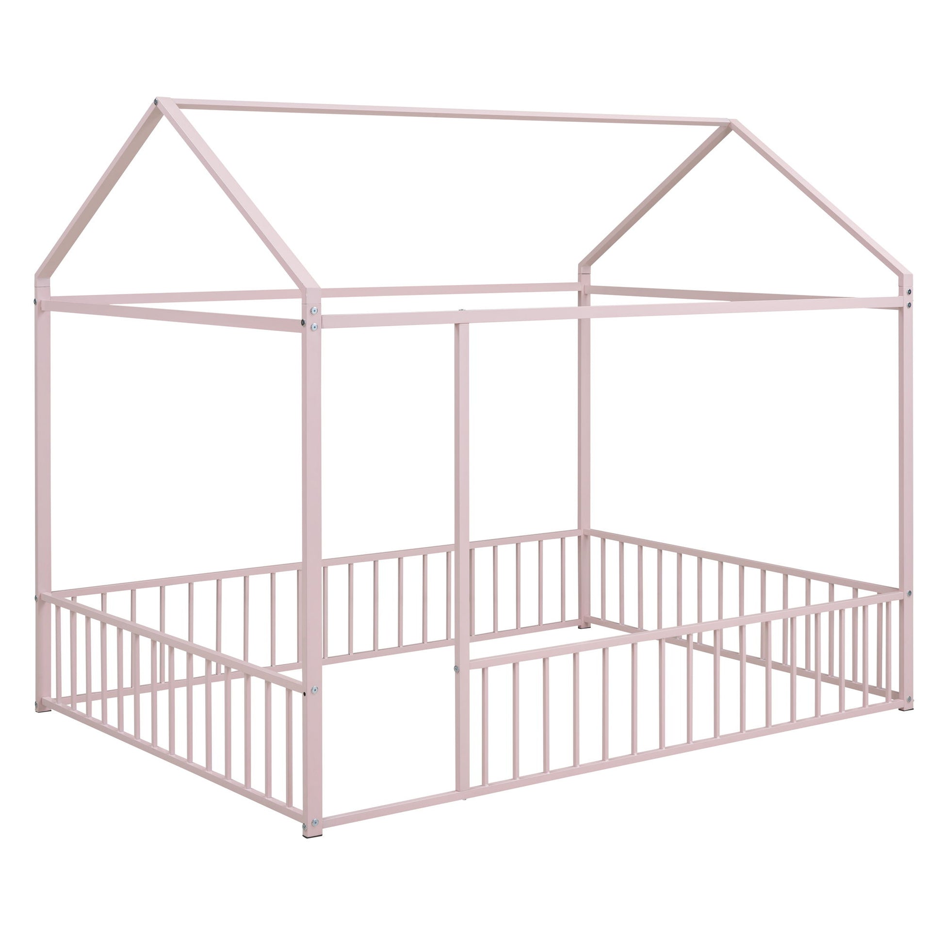Metal Bed House Bed Frame With Fence - The Sleep Loft - Online Mattress Showroom NYC
