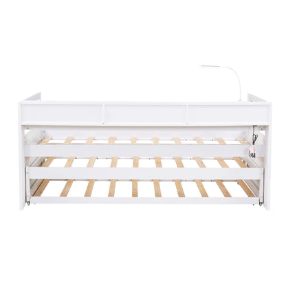 Daybed With 2 Trundles, 3 Storage Cubbies, Built In USB Charging Light - The Sleep Loft - Online Mattress Showroom NYC