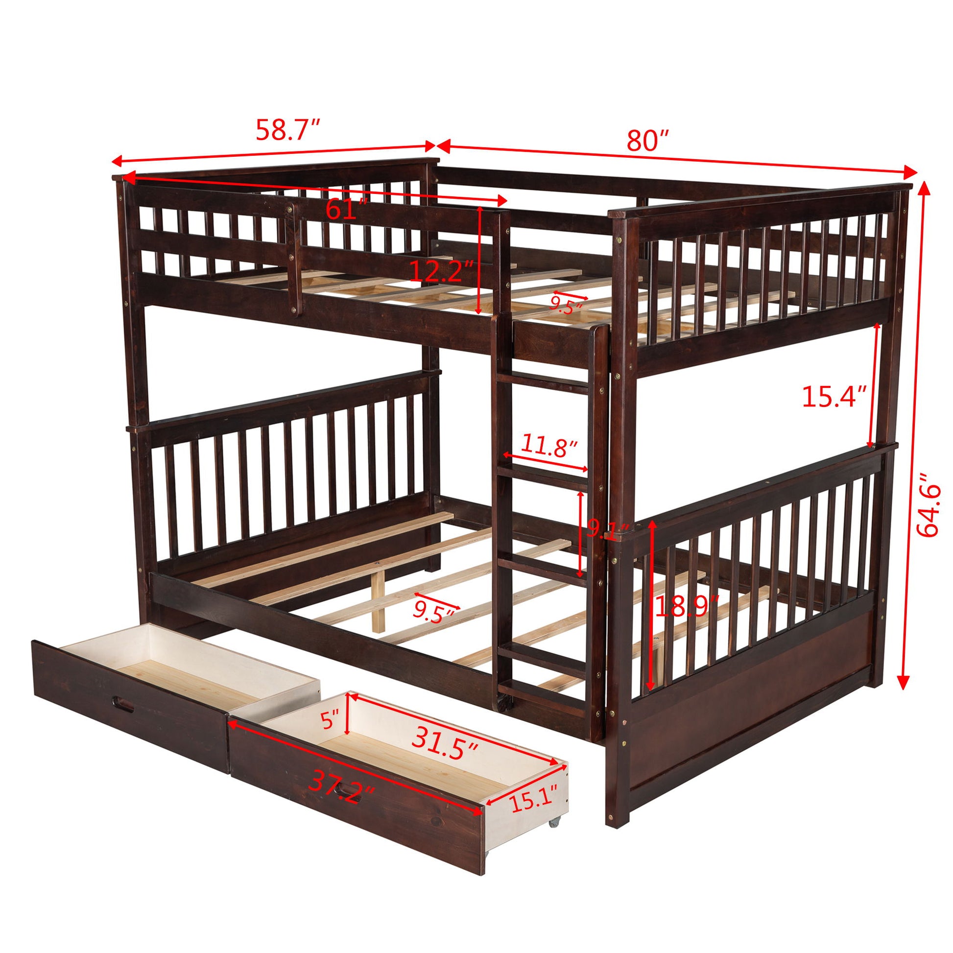 Bunk Bed With Ladders And 2 Storage Drawers - The Sleep Loft - Online Mattress Showroom NYC