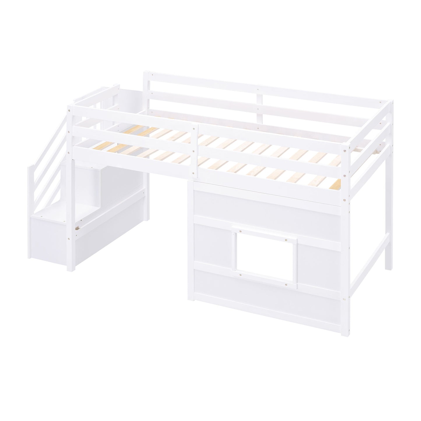 Loft Bed With Storage Staircase, Window & LED Light - The Sleep Loft - Online Mattress Showroom NYC