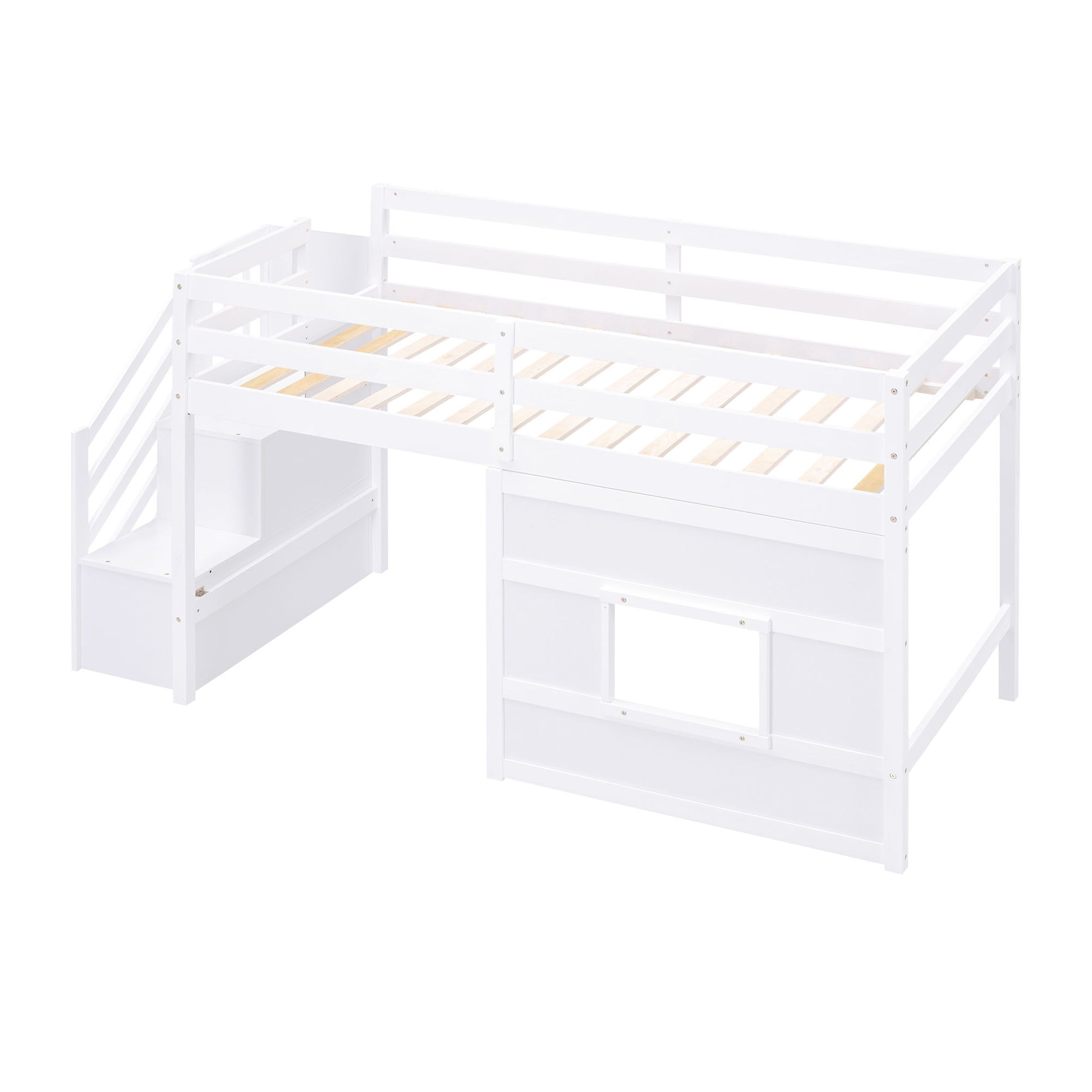 Loft Bed With Storage Staircase, Window & LED Light - The Sleep Loft - Online Mattress Showroom NYC