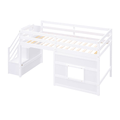 Loft Bed With Storage Staircase, Window & LED Light - The Sleep Loft - Online Mattress Showroom NYC
