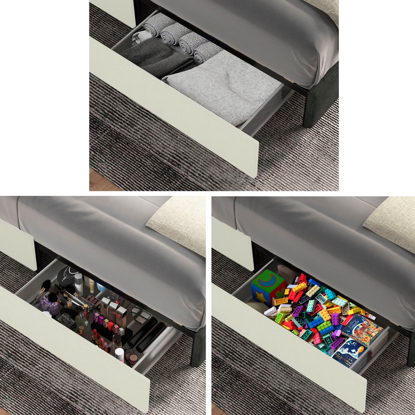 Anna - Upholstered Wingback Platform Bed With 4 Drawers Storage - The Sleep Loft - Online Mattress Showroom NYC
