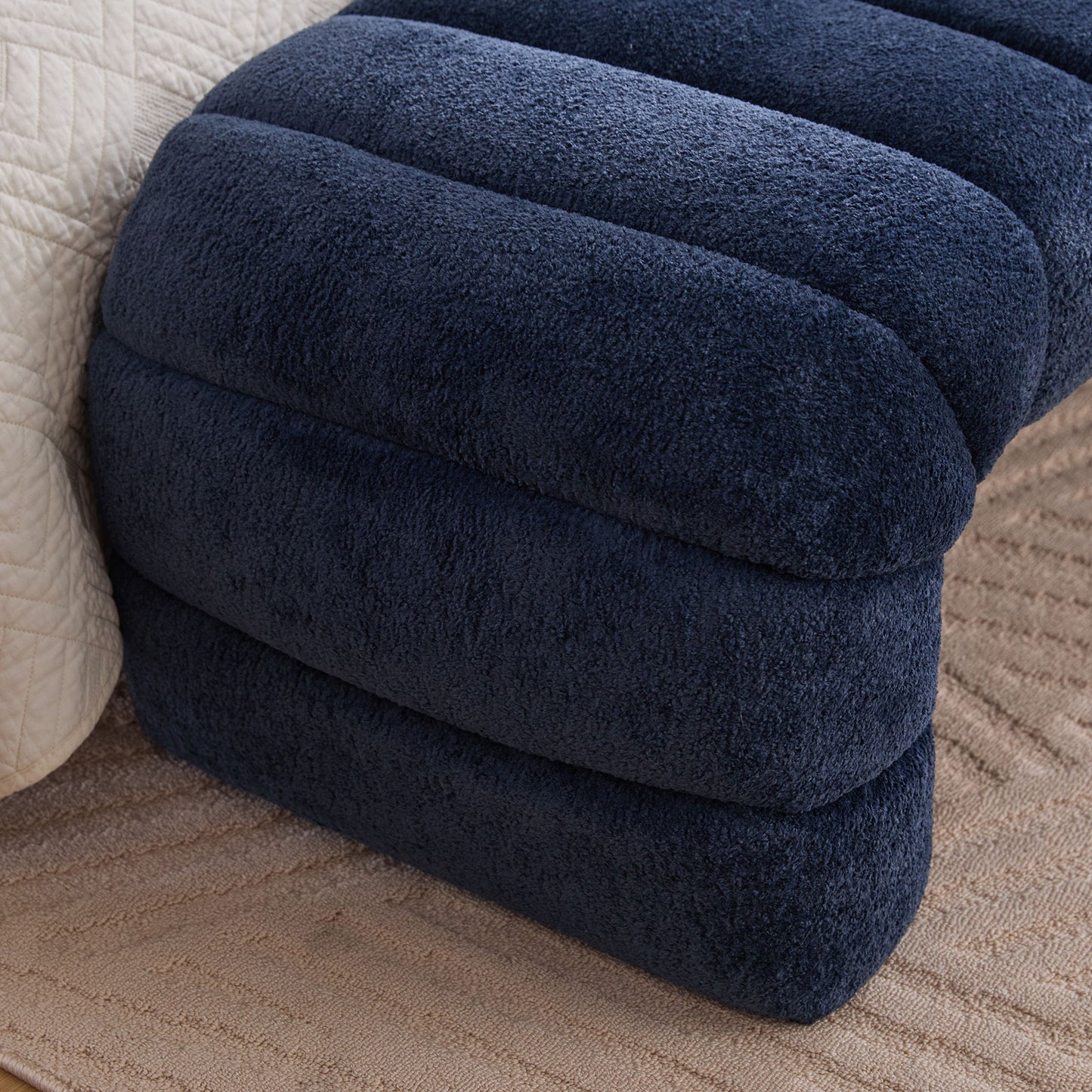 Modern Upholstered Armless Bed Bench With Channel Tufted Design - The Sleep Loft - Online Mattress Showroom NYC