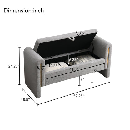 Modern Teddy Upholstered Large Bed End Bench With Arms And Storage - The Sleep Loft - Online Mattress Showroom NYC