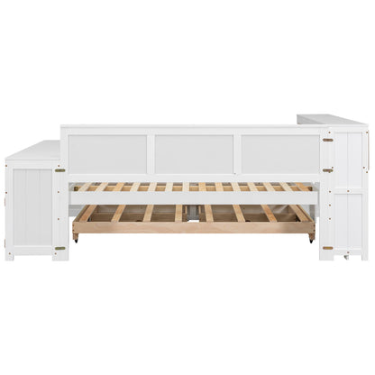 Daybed With Storage Shelves, Drawers, Trundle, Charging Station, LED Light, Desk And Cabinet - The Sleep Loft - Online Mattress Showroom NYC