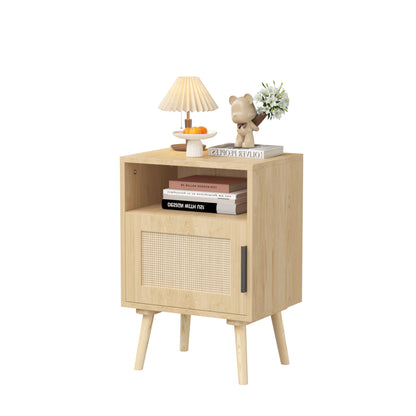 Nightstand, Side Table With Door And Open Shelf For Bedroom - Oak - The Sleep Loft - Online Mattress Showroom NYC