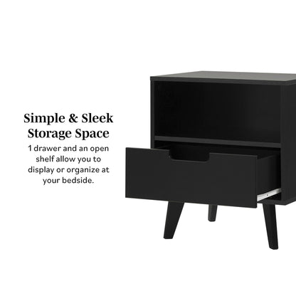 Modern 1 Drawer Nightstand With Open Cubby - The Sleep Loft - Online Mattress Showroom NYC