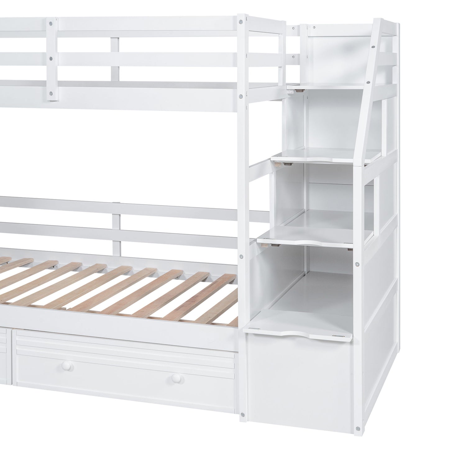 Bunk Bed With Storage Staircase, Slide, Desk, Drawers, And Shelves - The Sleep Loft - Online Mattress Showroom NYC