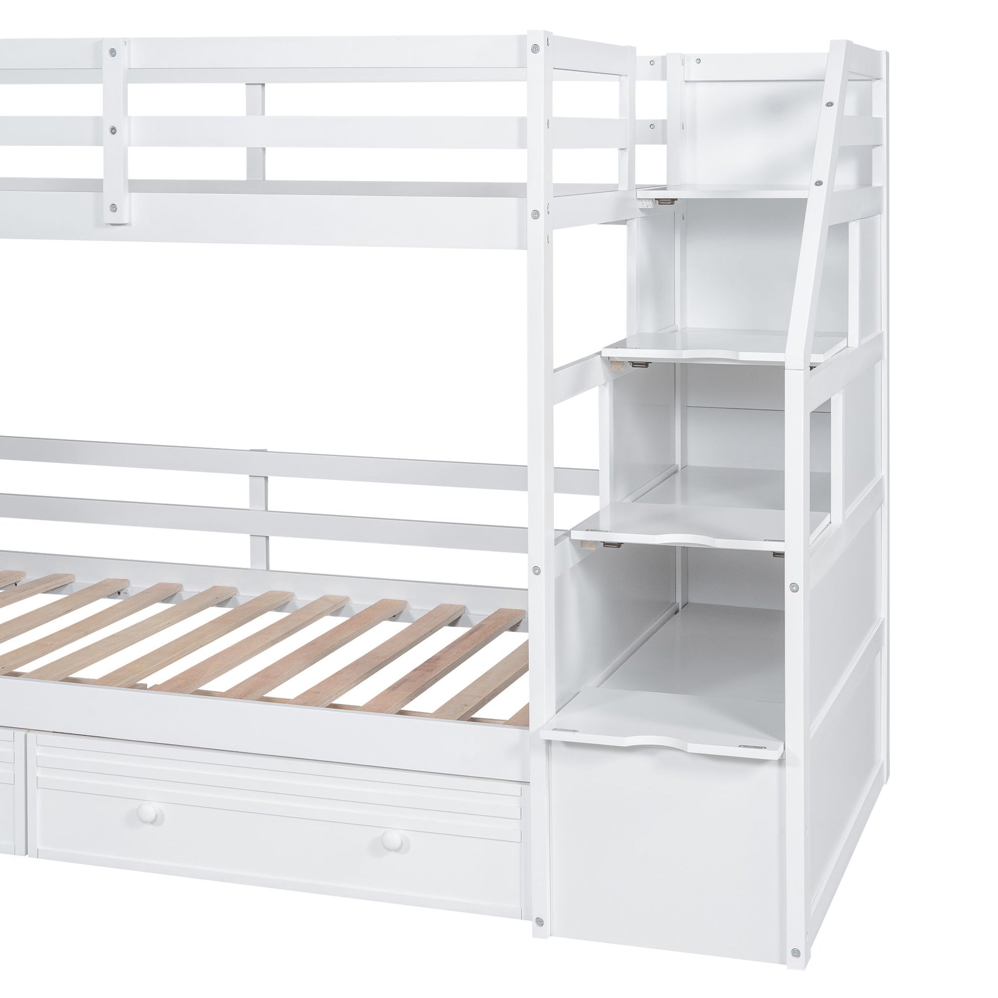 Bunk Bed With Storage Staircase, Slide, Desk, Drawers, And Shelves - The Sleep Loft - Online Mattress Showroom NYC