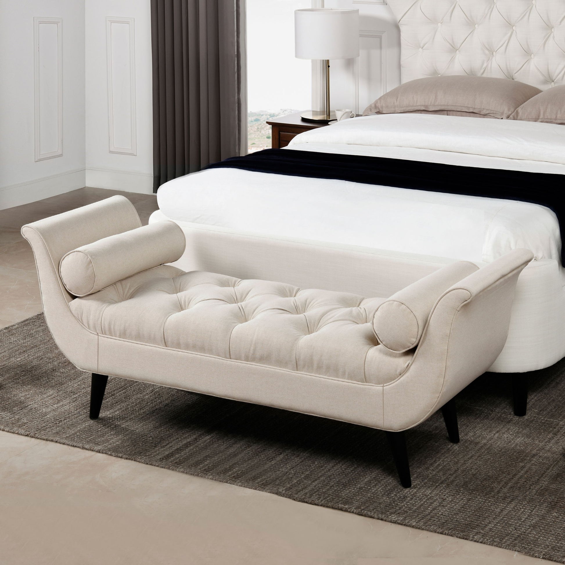 Alma - Tufted Flared Arm Entryway Bench - The Sleep Loft - Online Mattress Showroom NYC