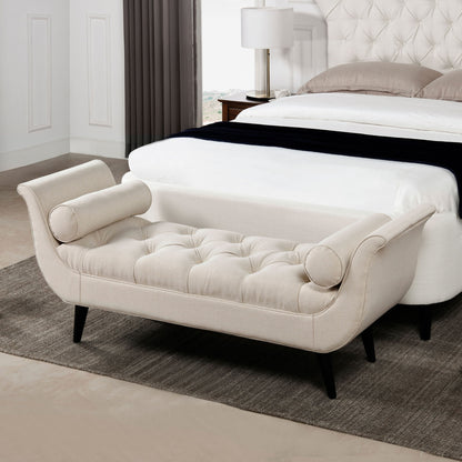 Alma - Tufted Flared Arm Entryway Bench - The Sleep Loft - Online Mattress Showroom NYC