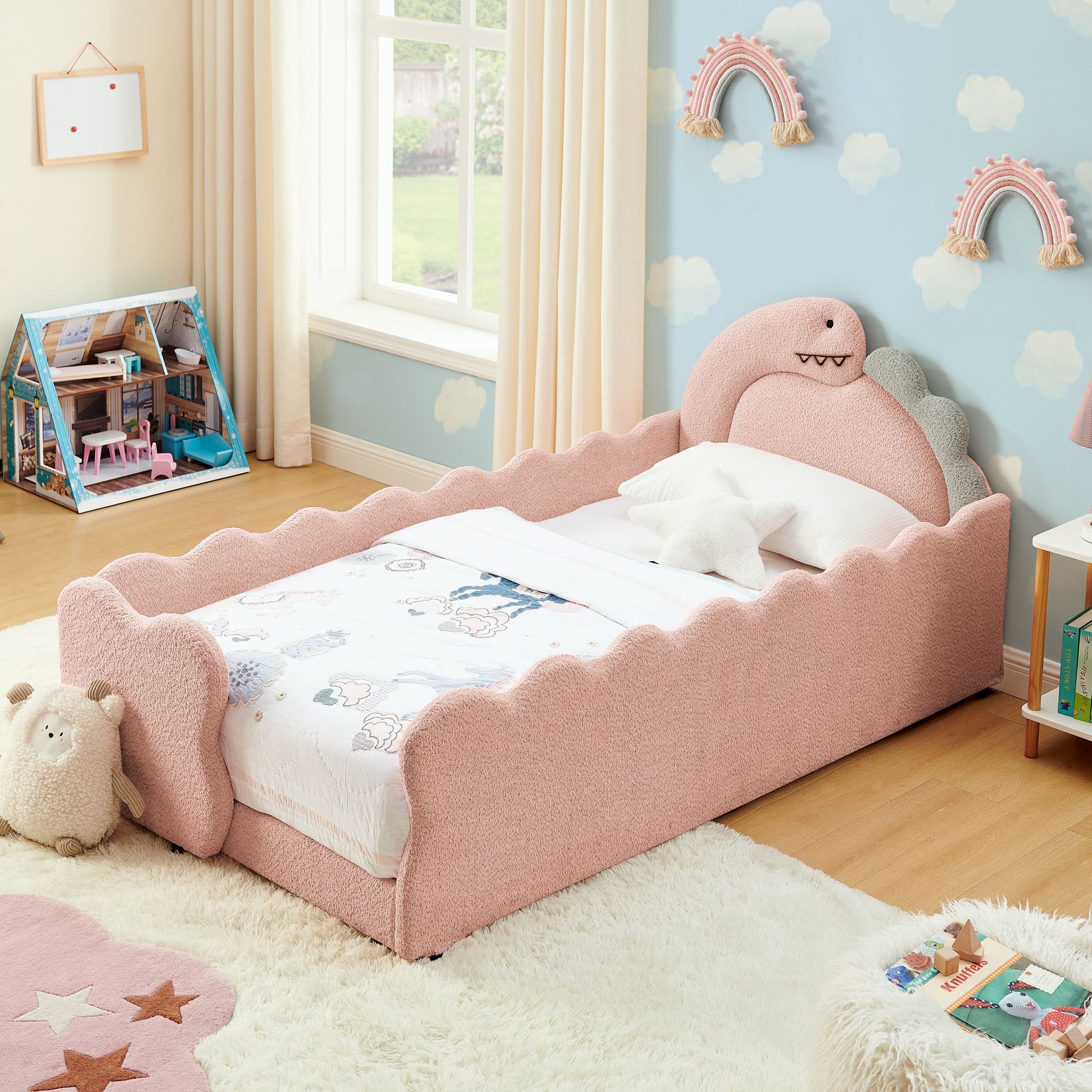 Cute Dinosaur Shaped Bed With Safety Guardrail, Toddler Frame - The Sleep Loft - Online Mattress Showroom NYC