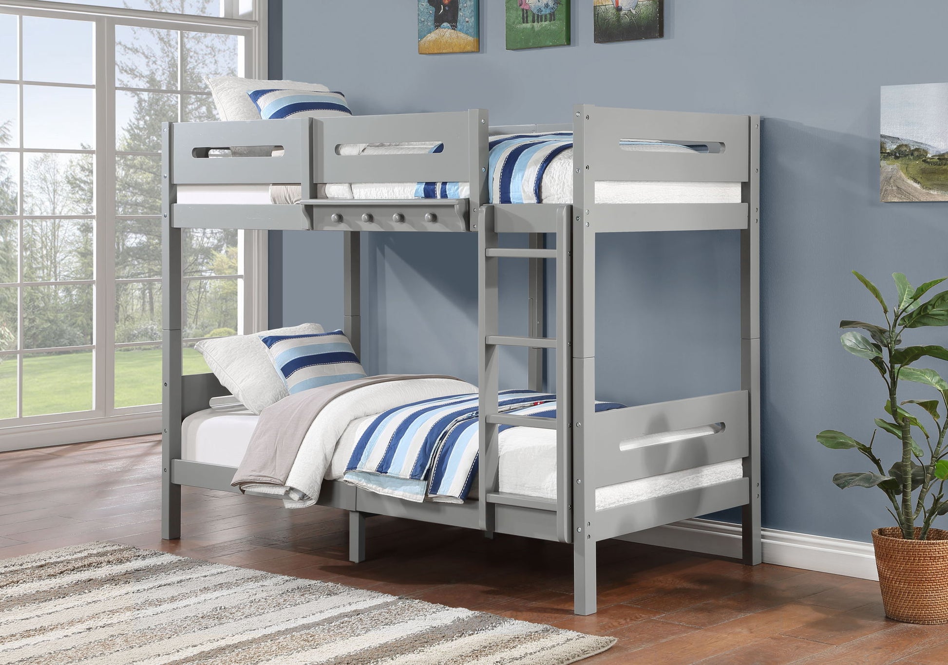 Edah - Twin Twin Bunk Bed - Gray - The Sleep Loft - Online Mattress Showroom NYC