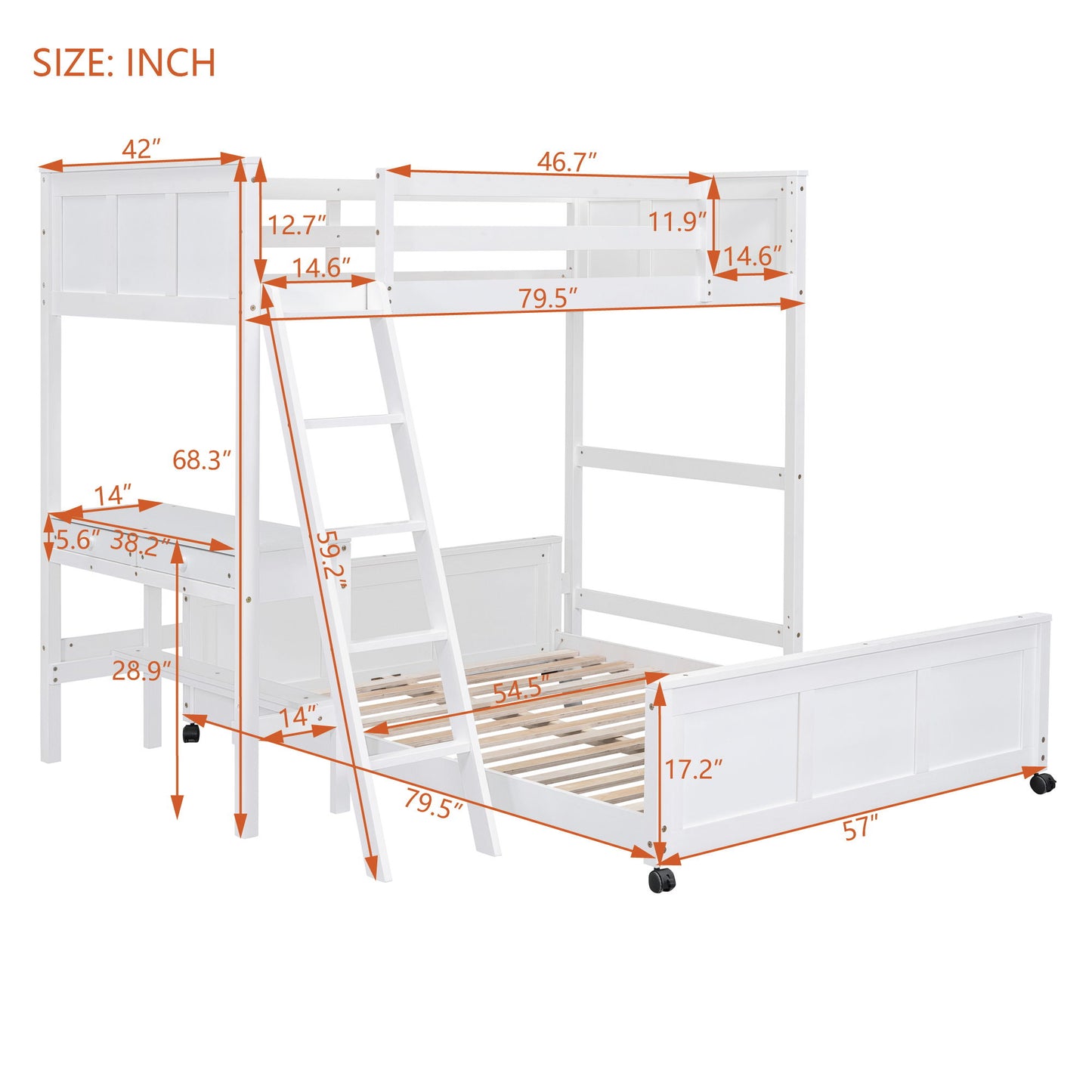 Full Over Full Bunk Bed With Desk - The Sleep Loft - Online Mattress Showroom NYC