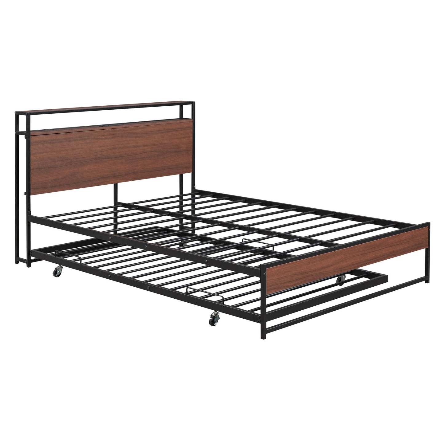Platform Bed Frame With Trundle, USB Ports And Slat Support, No Box Spring Needed - The Sleep Loft - Online Mattress Showroom NYC