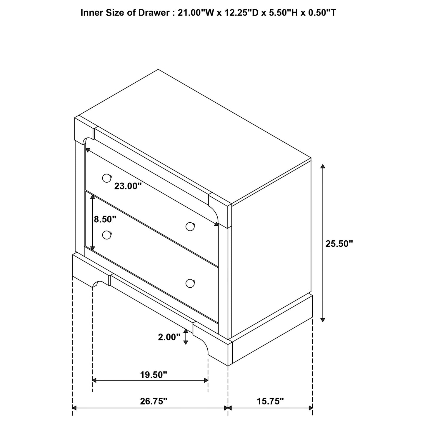 Sundance - 2 Drawer Nightstand - Dark Brown - The Sleep Loft - Online Mattress Showroom NYC