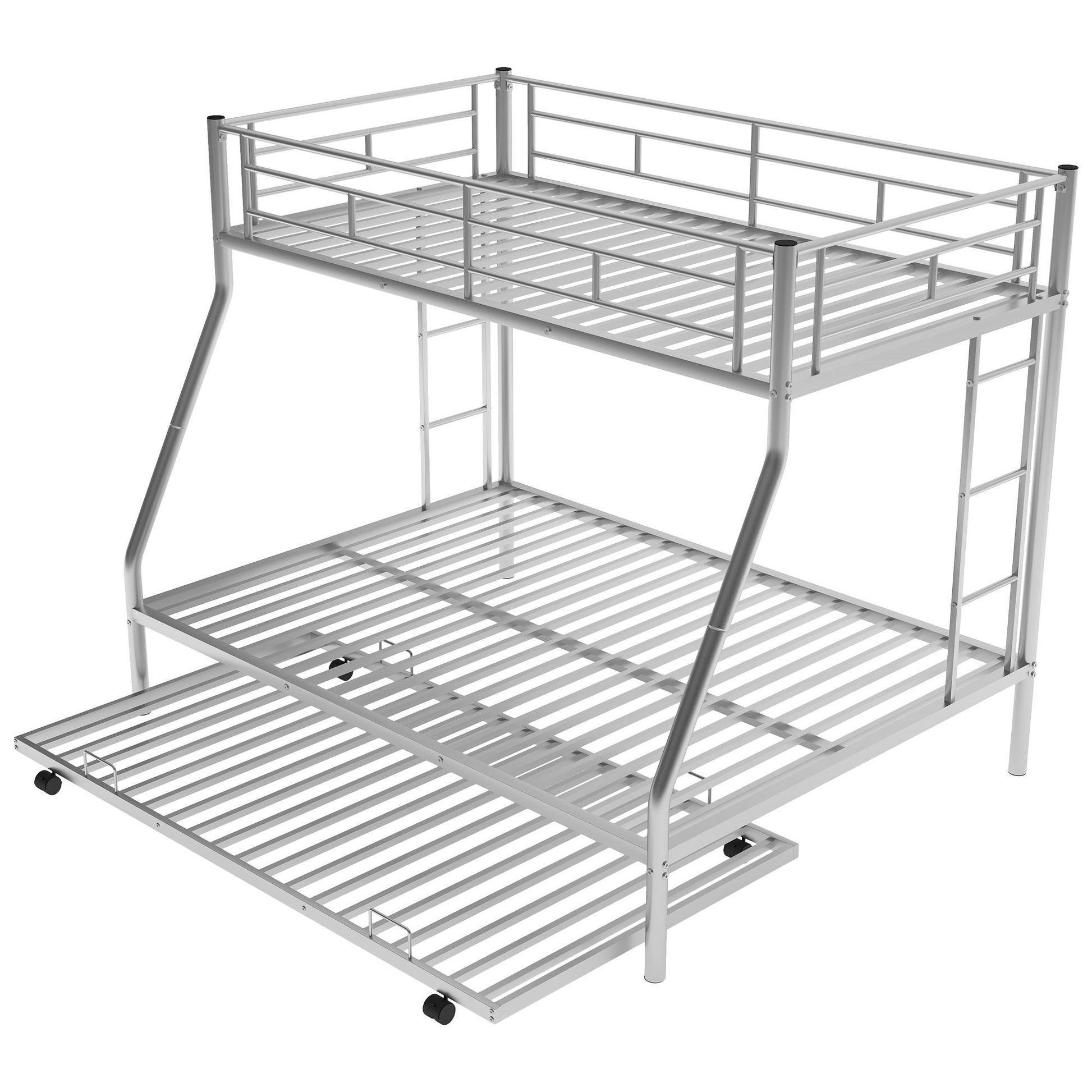 Bunk Bed With Steel Frame And Trundle, 2 Side Ladders - The Sleep Loft - Online Mattress Showroom NYC