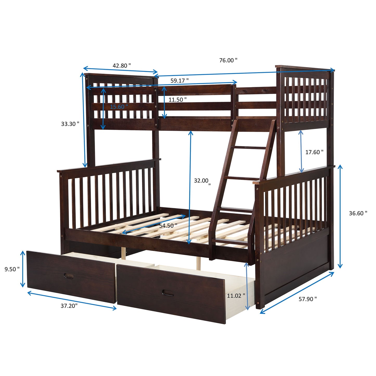 Bunk Bed With Ladder, And Safety Guard Rails - The Sleep Loft - Online Mattress Showroom NYC